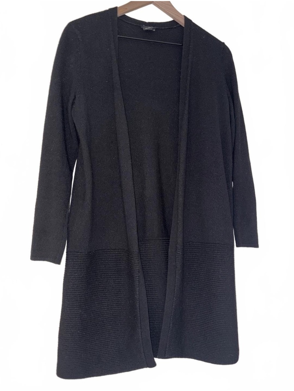 Pure Merino Wool Black Long Cardigan - Woman’s Small